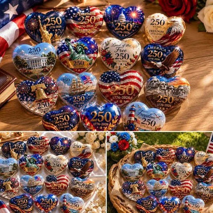 🇺🇸 America 250th Anniversary Commemorative Heart Ornament Collection | 15-Piece Patriotic Keepsake Set🎁Buy 2 Free Shipping
