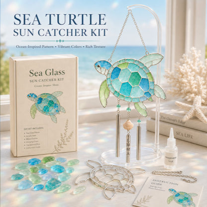 Personalized Coastal Glow Sea Glass Suncatcher Wind Chime Kit Collection, Home Decor, Birthday Gift for Ocean Lovers