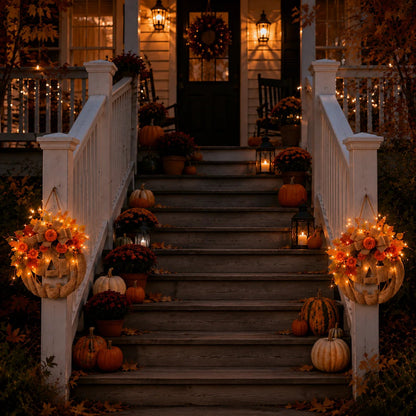 ⚡Hot Sales 49% OFF🎃✨ Lighted Burlap Pumpkin Wreath