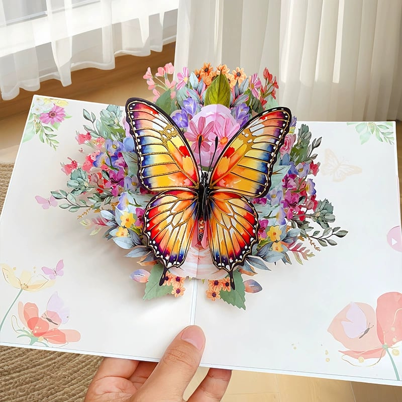 🦋 Vibrant 3D  Butterfly & Daisy Pop-Up Greeting Card！🦋 Open It—and Watch a Butterfly Garden Come to Life!