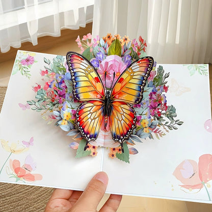🦋 Vibrant 3D  Butterfly & Daisy Pop-Up Greeting Card！🦋 Open It—and Watch a Butterfly Garden Come to Life!