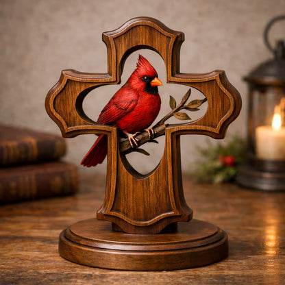 ❤️✝️Cardinal Cross Keepsake with Red Cardinal A Meaningful Symbol of Faith, Love & Remembrance