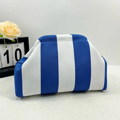 Women's Striped &amp; Diamond Dot Cloud Handbag – Lightweight Clip-Top Crossbody Bag for Everyday Style 👜