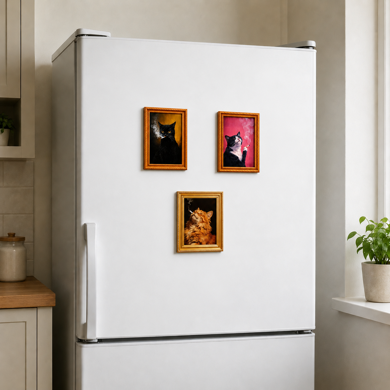 Funny and quirky cat-shaped soft magnetic refrigerator magnets