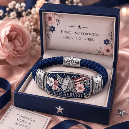 Empowered Service Women's Veteran Bracelet Collection | Patriotic Braided Cord Keepsake
