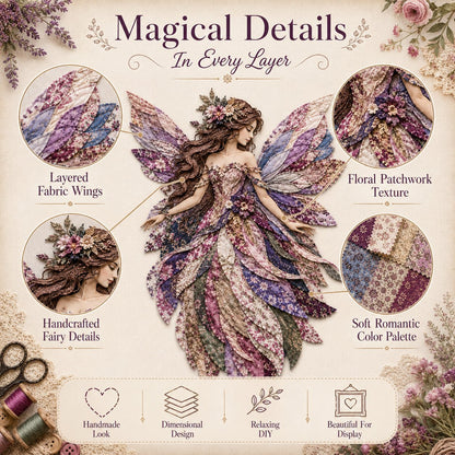 🧚‍♀️🌸 Premium Fairy Patchwork DIY Kit | High-Quality Layered Fabric with Floral Wings DIY Handmade Fantasy Wall Decor ✨