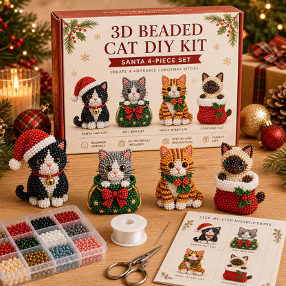 🔥🎁Create Your Own 3D Beaded Christmas Cats | Beginner-Friendly DIY Kit🎁