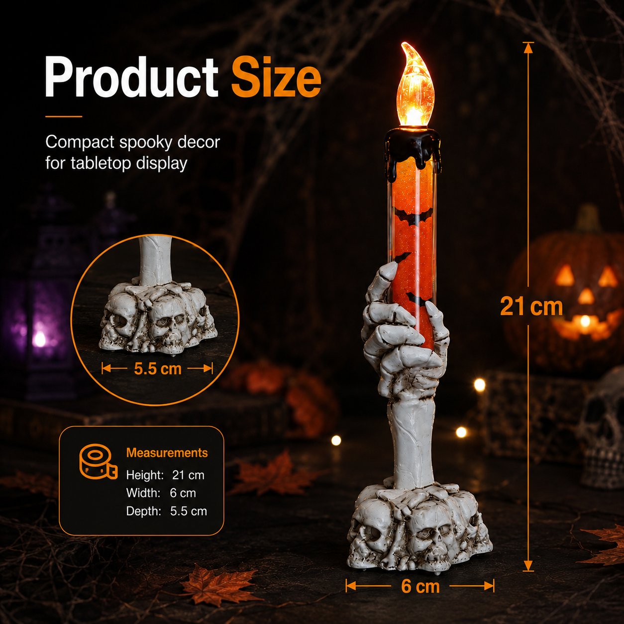 🎃 HOT SALE 50% OFF - Halloween Skeleton Skull Hand LED Glitter Candle Light Set🔥🔥🔥