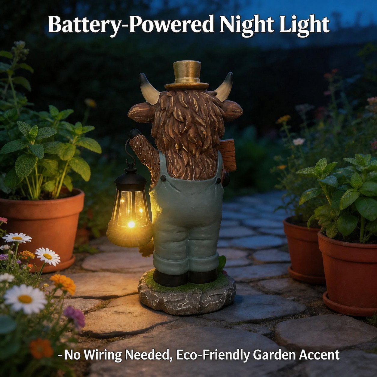 Scottish Highland Bull Garden Welcome Light