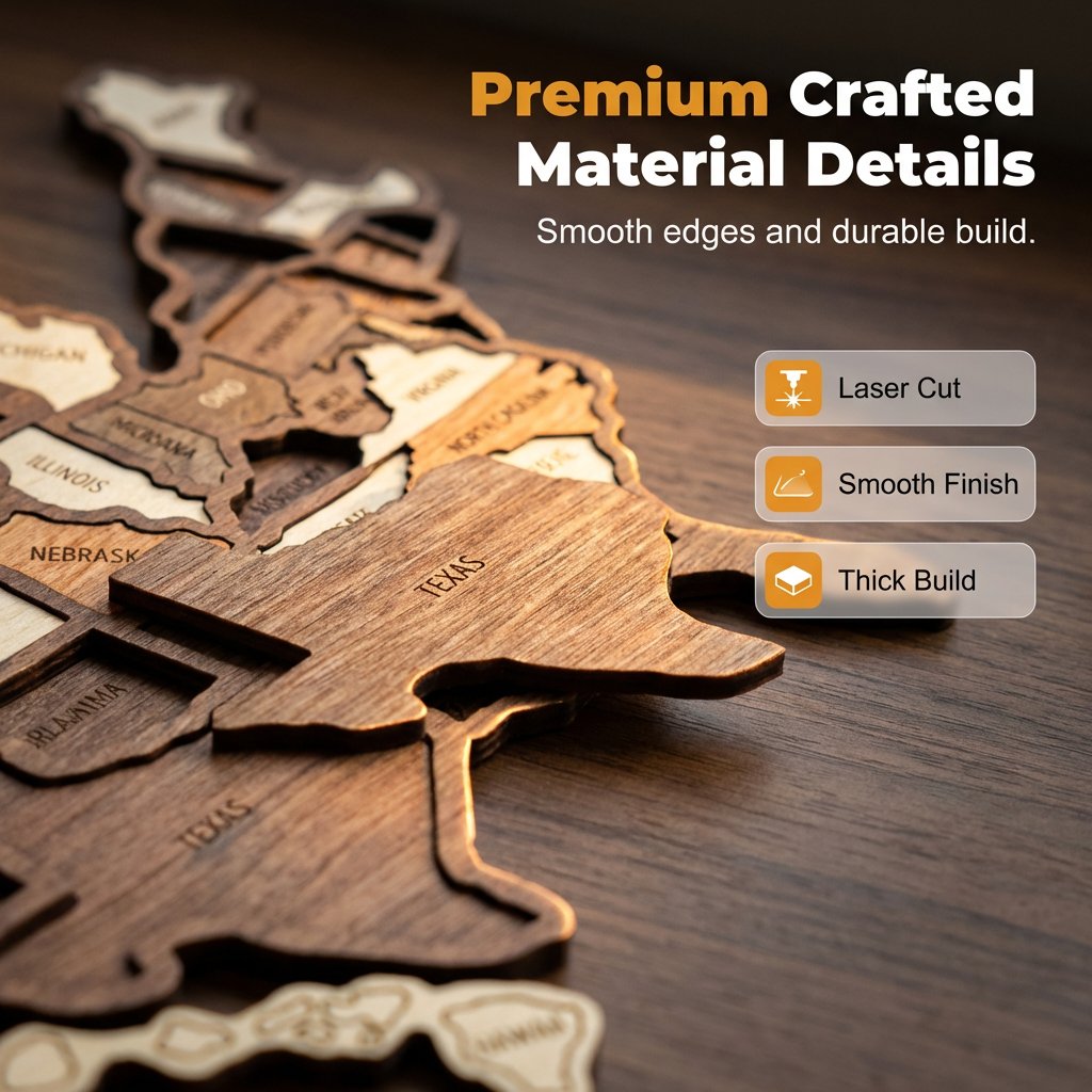🔥Last Day 49% OFF -❤️Wooden USA Travel Map Puzzle🧩A Stylish Way to Track Your Journey & Memories