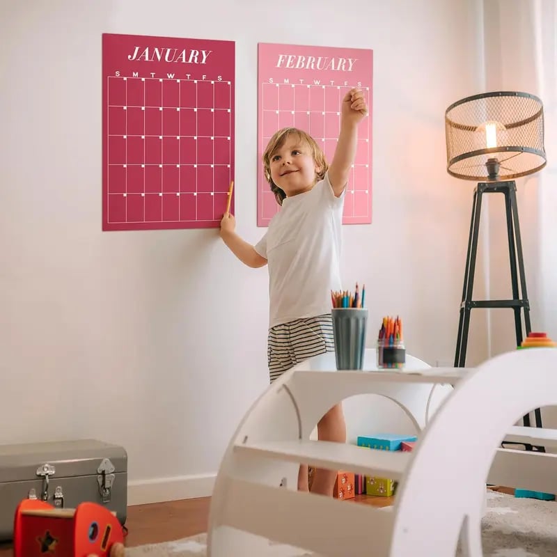 🏫📅Back to School Large Wall Calendar - Dry Erase Undated Weekly 12 Monthly Planner