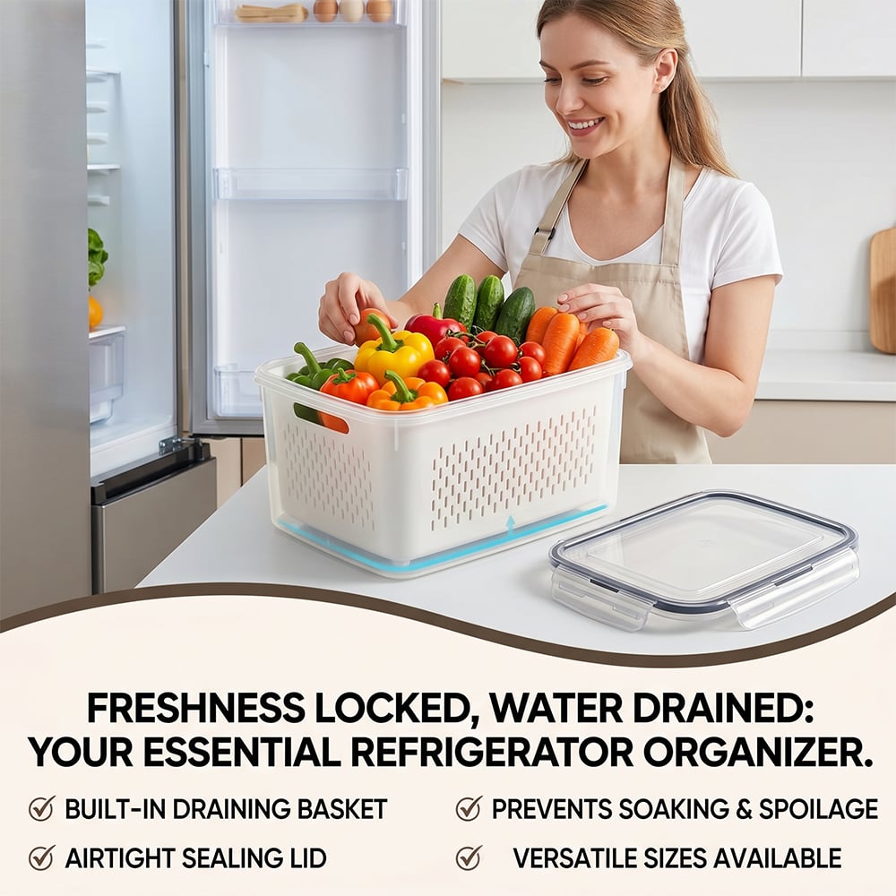 🍓 Refrigerator Food Storage Containers – Keep Fruits Fresh