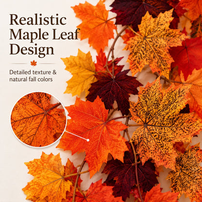 🍁 Artificial Maple Leaf Garland – Fall Autumn Decoration Vine