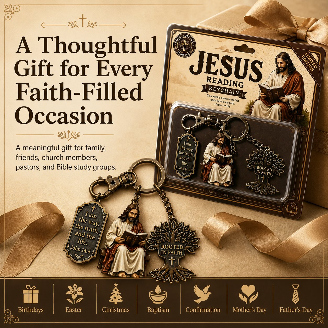 🔥LAST DAY 50% OFF - ✝Jesus Reading Keychain