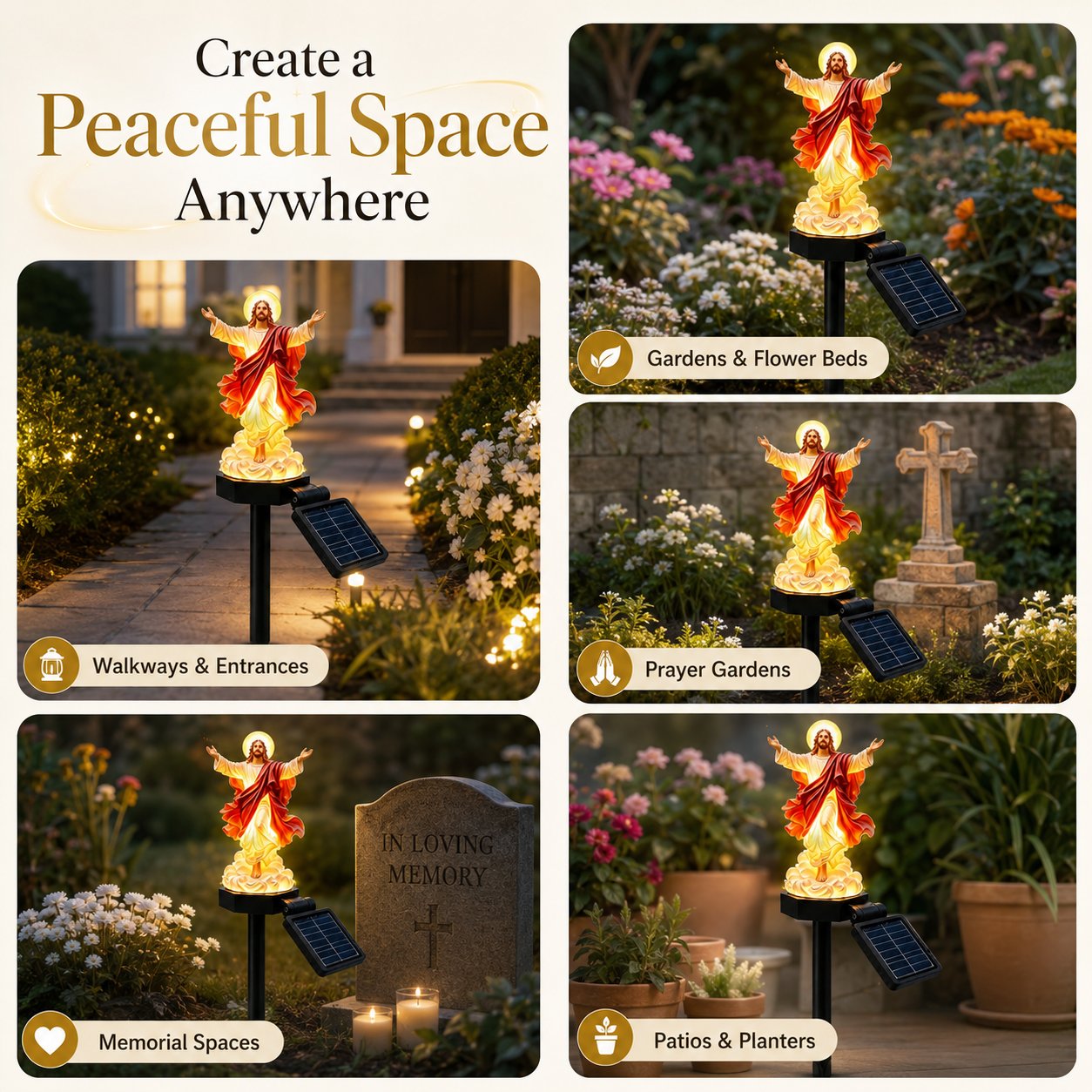 ☀️Solar-Powered Illuminated Jesus Garden Statue🙏