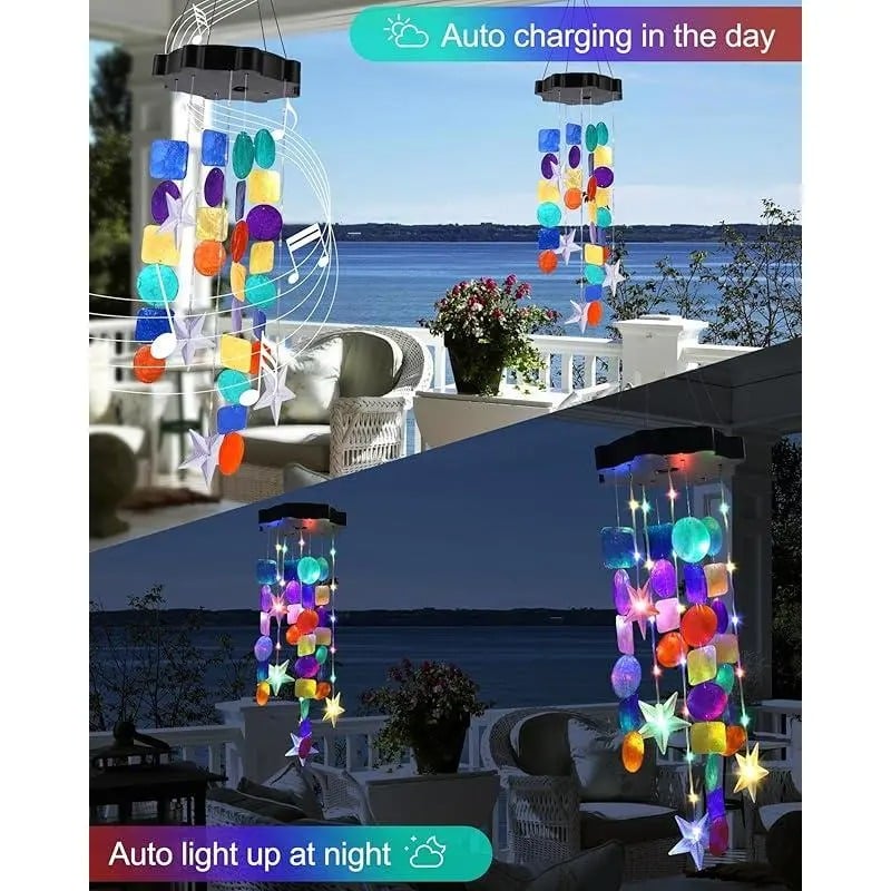 Solar-Powered Seashell Wind Chime Light