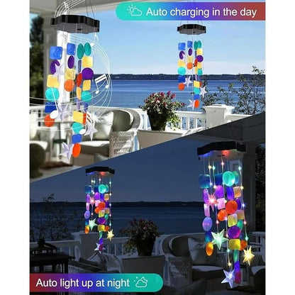 Solar-Powered Seashell Wind Chime Light
