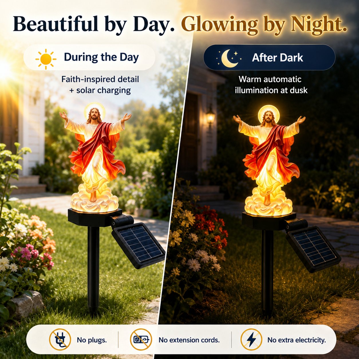 ☀️Solar-Powered Illuminated Jesus Garden Statue🙏