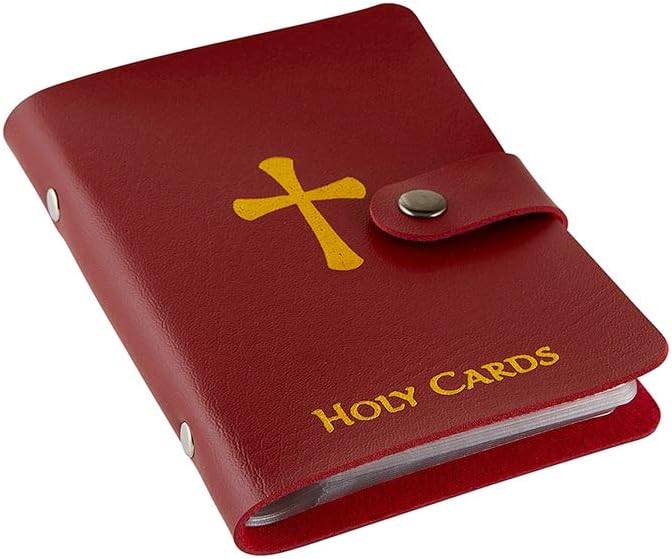 ✝️🎁Catholic Genuine Leather Holy Card Holder – Pocket Prayer Card Organizer with Snap Closure