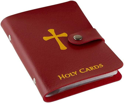 ✝️🎁Catholic Genuine Leather Holy Card Holder – Pocket Prayer Card Organizer with Snap Closure