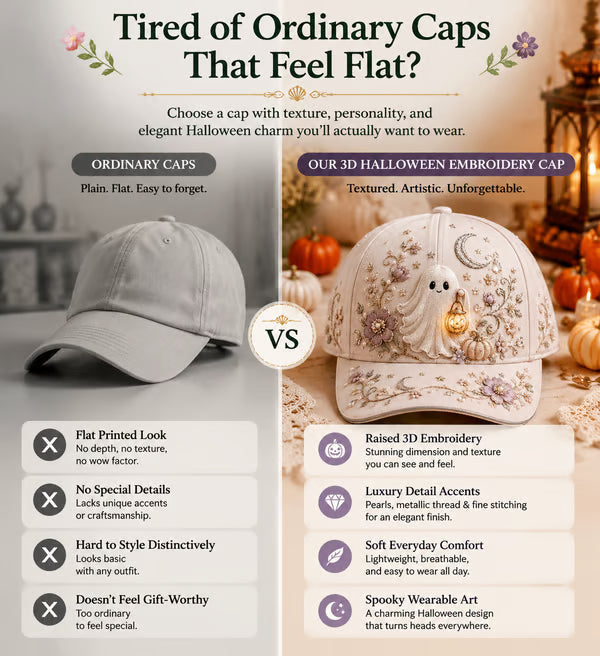 🔥HOT SALE 50% OFF - 🧙‍♀️✨3D Halloween Embroidery Cap🧢(Breathable & Lightweight Comfort & Unisex Fit)