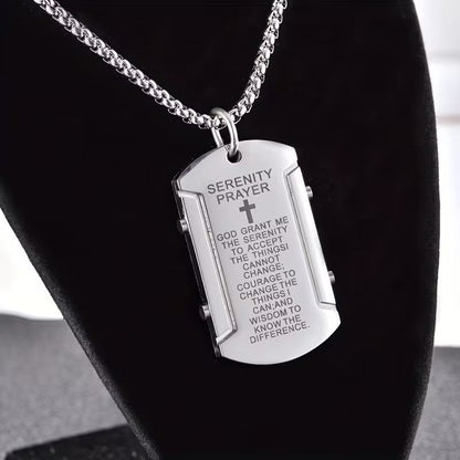 🔥2026 Hot Sale 60% OFF🔥Serenity Prayer Dog Tag Necklace – A Daily Reminder of Peace & Strength