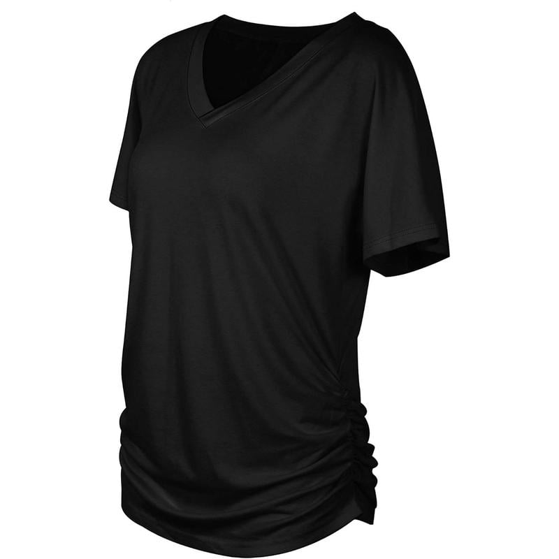 🔥Last Day 65% OFF - Womens Short Sleeve V Neck Dolman Tops with Side Shirring Loose Fit Shirts
