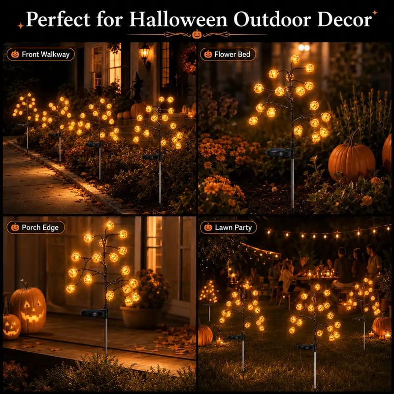 🎃 Pumpkin Solar Stake Lights  – Halloween Outdoor Yard Decor