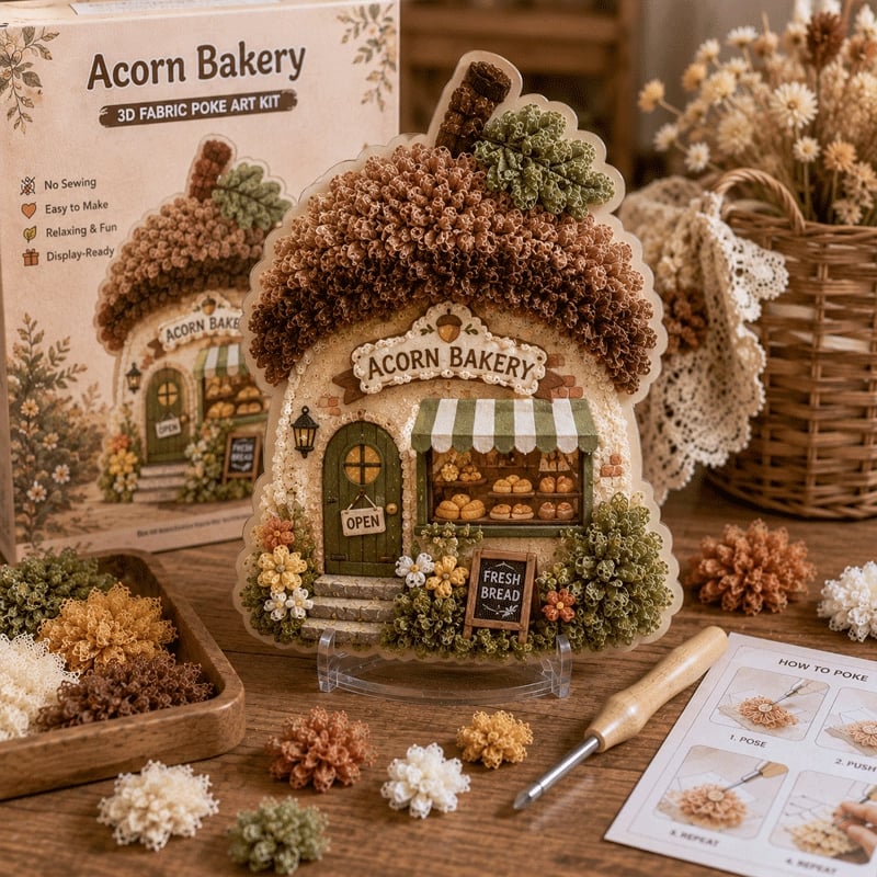 🔥Hot Sale 48% OFF - ✨Whimsical Village 3D Fabric Poke Art Kit