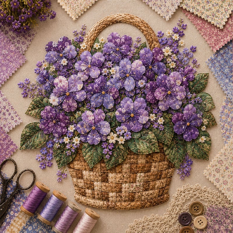 🔥HOT SALE 50% OFF - 🌸Floral Basket Patchwork DIY Kit | 3D Layered Fabric Flower Art Craft for Home Decor & Gifts