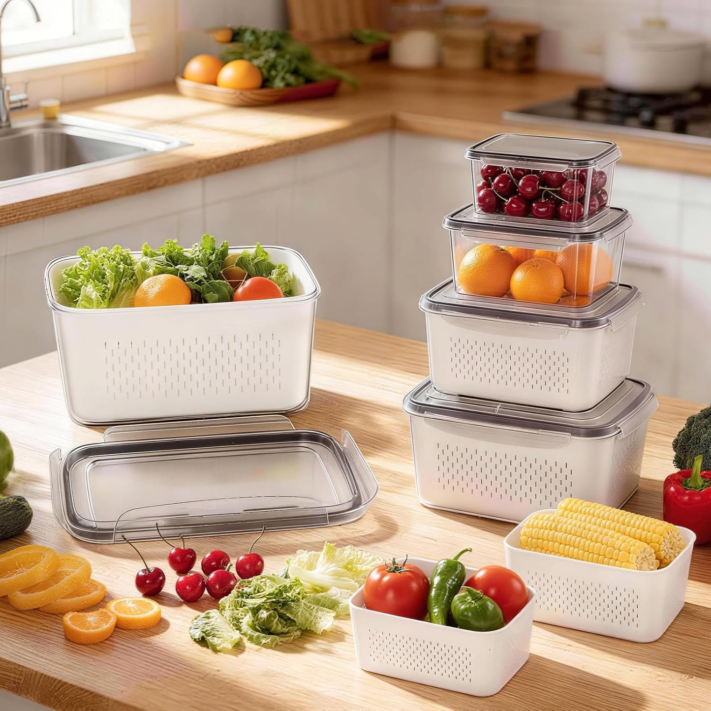 🍓 Refrigerator Food Storage Containers – Keep Fruits Fresh