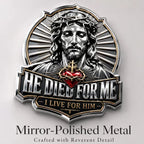 ❤️He Died For Me 3D Metal Emblem ✝️ | Waterproof • No Fade • No Rust • Adhesive & Magnetic (2-in-1) 🧲