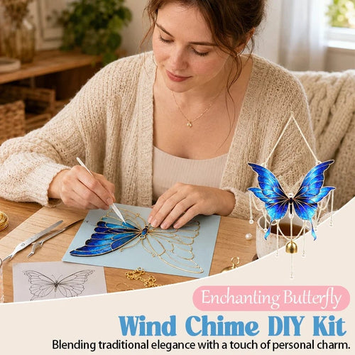 🔥HOT SALE 50% OFF - 🦋DIY Filigree Cloisonne Enamel Butterfly Wind Chime Craft Kit