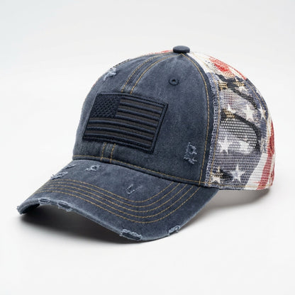 American Flag Ponytail Embroidered Hat
