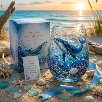 🌿🌊Ocean Wonder Glass Cup Collection — Handcrafted Glassware✨