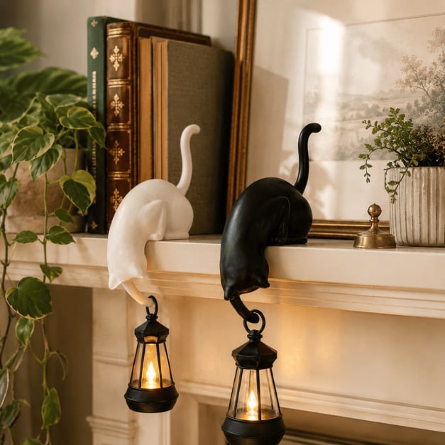 🔥HOT SALE 50% OFF 🐾Cat Shelf Hook with Vintage Lantern