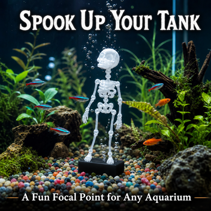 💀Action Skeleton Aquarium Ornament — Air-Driven Moving Skeleton Fish Tank Bubbler Decoration for Fresh & Saltwater Aquariums