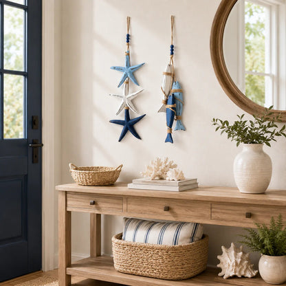 ⭐2026 HOT SALE🐟🌊Lighted Coastal Wooden Starfish & Fish Hanging Decor