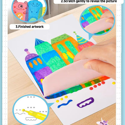 🌈 Rainbow Scratch Painting Kit - 49% OFF- ✨ Magic Scratch Reveal Screen-Free Kids Activity