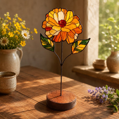 🌸Handmade Stained Glass Flower Freestanding Window Decor