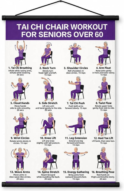 ⭐Tai Chi Chair Workout Chart for Seniors (16 x 24 inches)