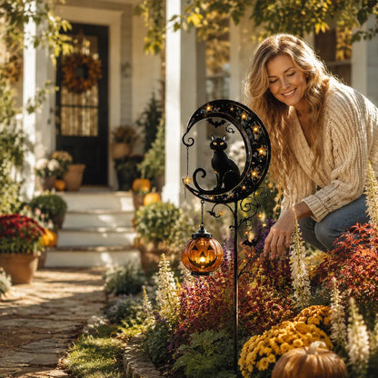 🌙 Solar-Powered Black Cat Garden Stake Light – Create a Magical Halloween Glow in Your Yard