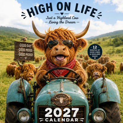🤣🐂2027 Funny Highland Cow Wall Calendar | A4 Hanging Calendar