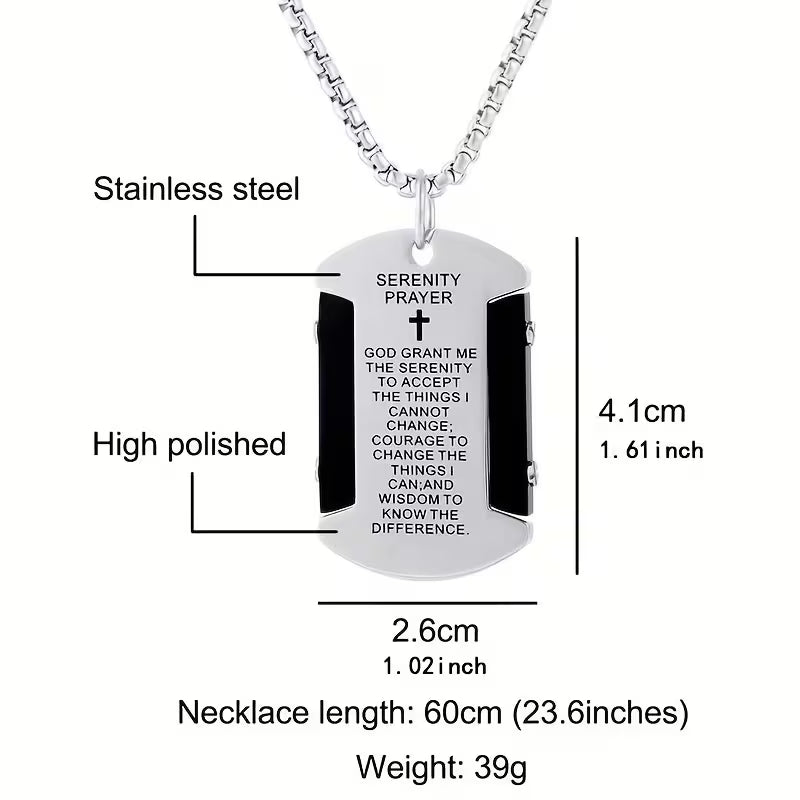 🔥2026 Hot Sale 60% OFF🔥Serenity Prayer Dog Tag Necklace – A Daily Reminder of Peace & Strength