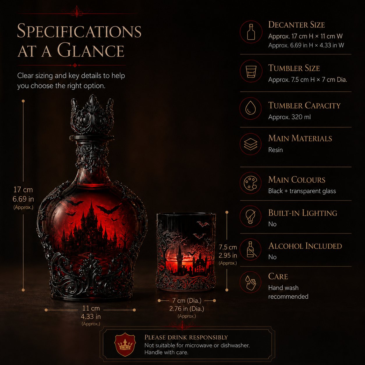 🔥HOT SALE  49% OFF - 🦇🍺Gothic Vampire Castle Whisky Decanter & Tumbler