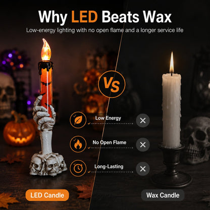 🎃 HOT SALE 50% OFF - Halloween Skeleton Skull Hand LED Glitter Candle Light Set🔥🔥🔥