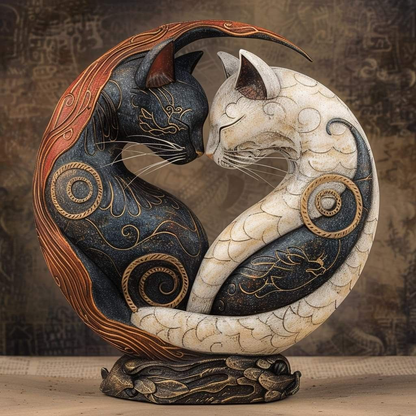 Black and White Cat Yin Yang Art Desk Decor💋