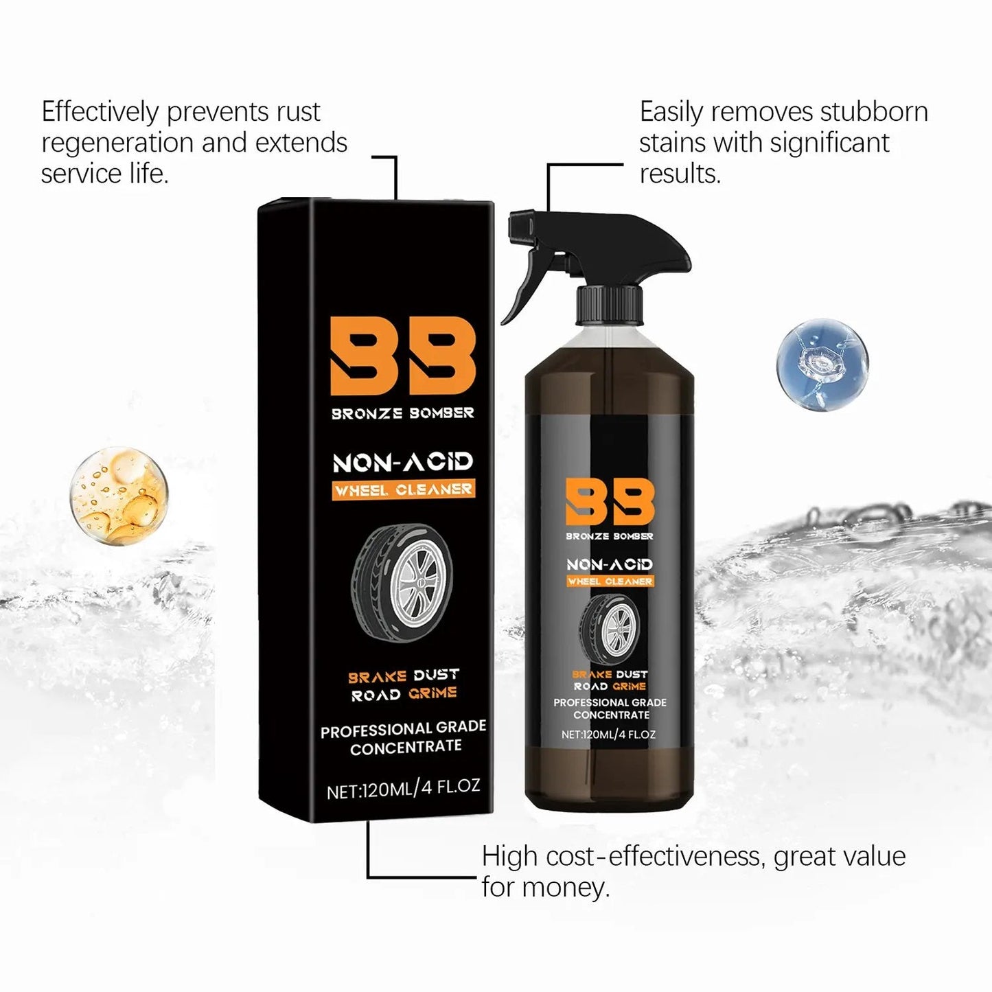 Automotive Rust Remover Spray 120ML – Fast-Acting Iron & Rust Cleaner for Wheels