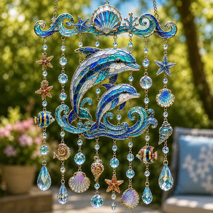 🐋 Ocean-Themed Crystal Wind Chime – Bring the Ocean Glow to Your Garden