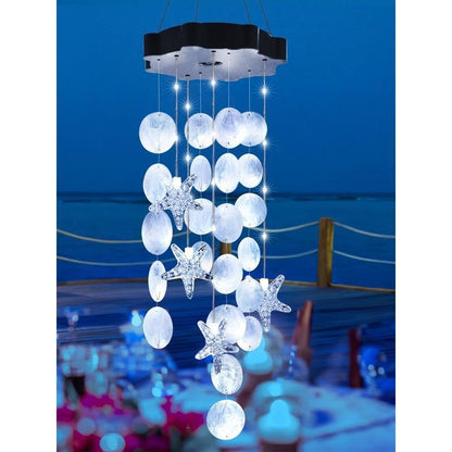 Solar-Powered Seashell Wind Chime Light